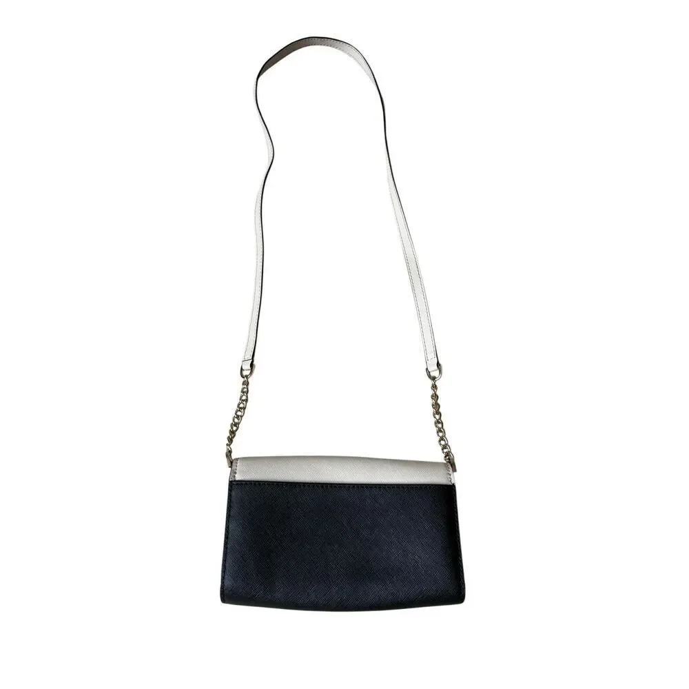 Kate‎ Spade Crossbody Bag Purse Leather Cream Black Chain